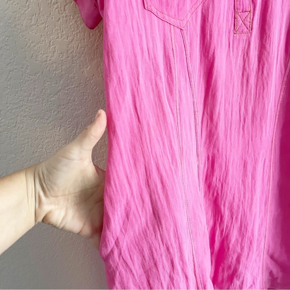 UMGEE Bright Pink Mini Dress Short Sleeve Collar Size Small - Picture 8 of 10